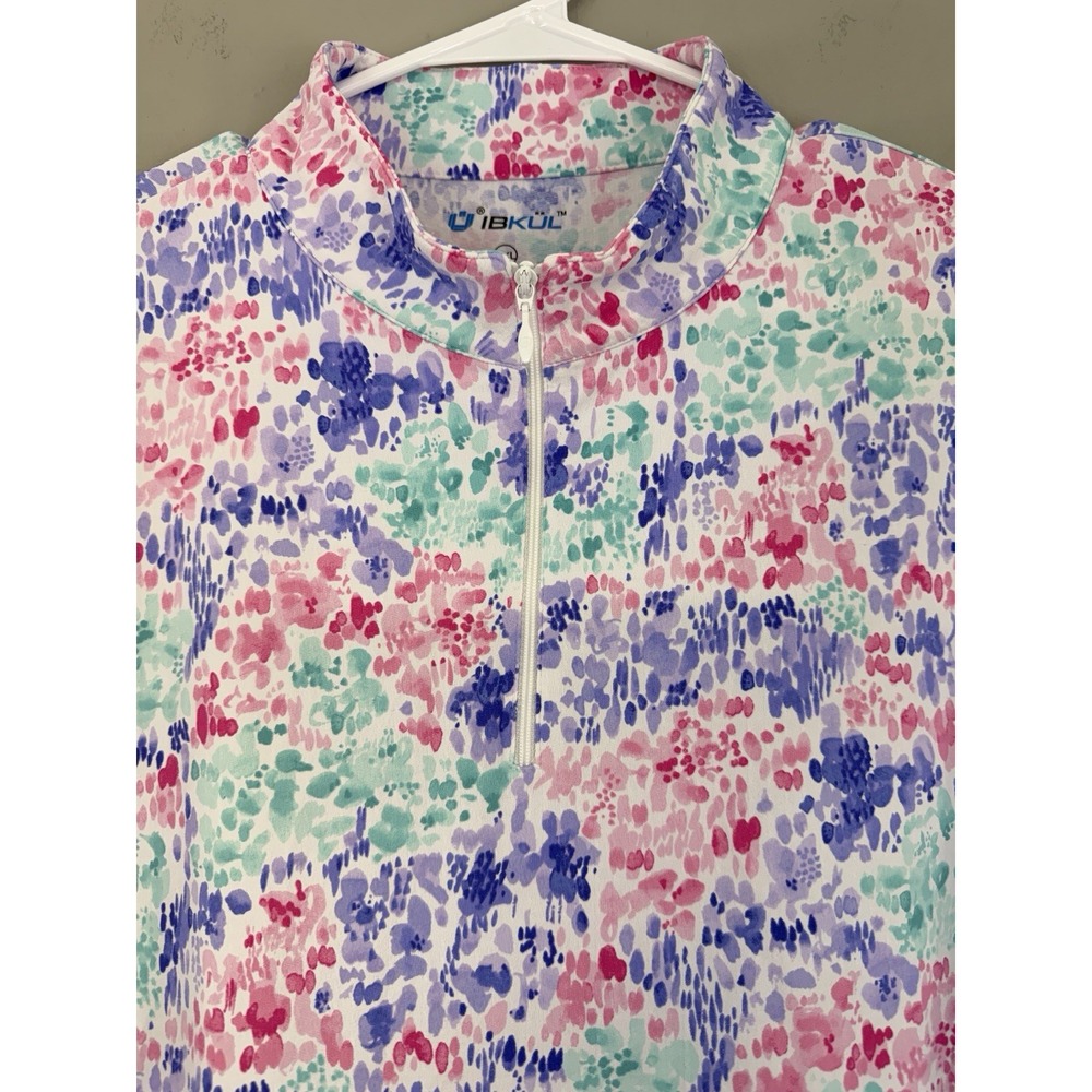 IBKUL Women's XXL Top Shirt 1/4 Zip Pullover Performance Stretch Breathable L/S